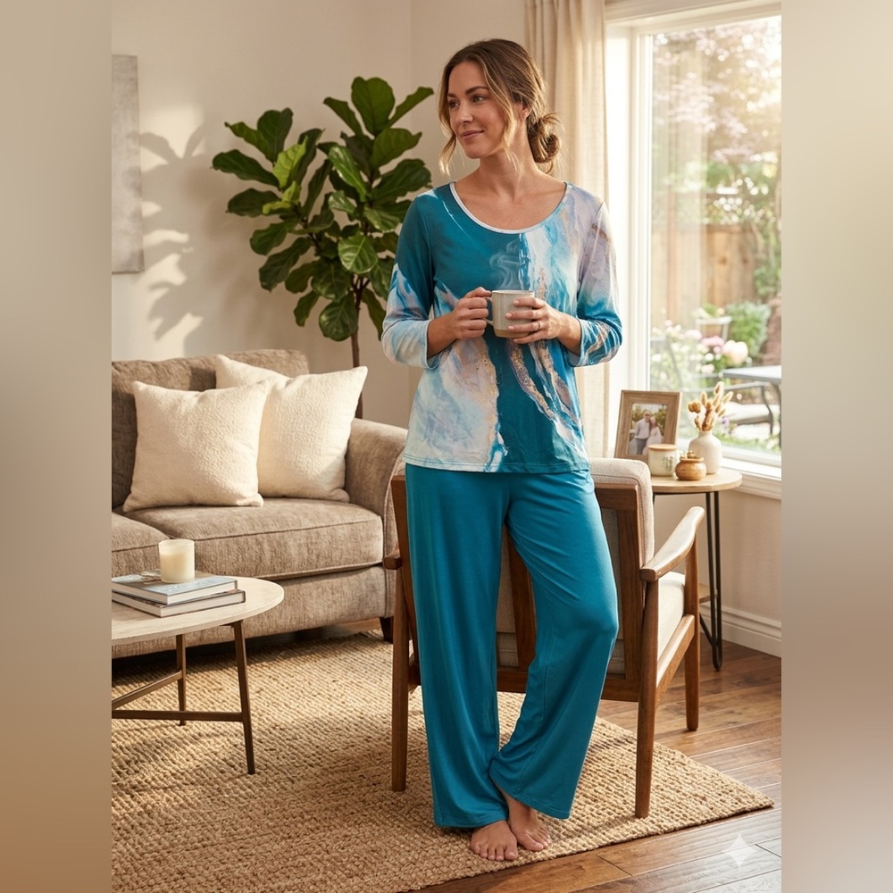 Elegant Teal Women's Sleepwear Set